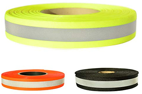 Roban Fashion Reflektorband zum aufnähen Neongelb Reflexband 10 Meter lang - 1 Menge Verschiedene Breiten 20mm 30mm 40mm 50mm