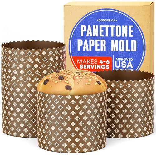 Durable Panettone Paper Mold Large - 20 oz Disposable Panettone Pan for Cake and Bread - 5 in Panettone Molds for Baking 550 g - Easter Bread Paper Mold Paska 6 pack