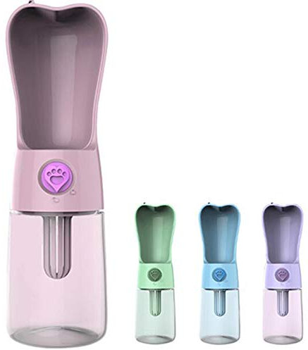 PJDDP Bouteille d'eau Portable pour Animaux De Compagnie, Distributeur De Tasse d'eau De Voyage avec Filtre pour Chiens Chats, Antibactériennes Épreuve des Fuites De Qualité Alimentaire Buveur,Rose