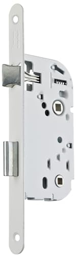 Vachette Serratura da incasso a condanna, asse da 40 mm, baule 135 mm, D13, reversibile senza smontaggio, testa a testa tonda, per porta del bagno e WC, bianco