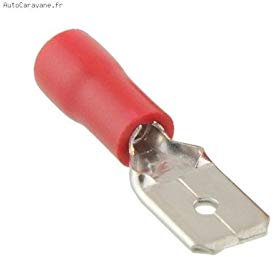 Capicorda maschio piatta linguetta 6,35 x 0,8 mm, sezione cavo da 0,5 a 1,5 mm, colore: Rosso