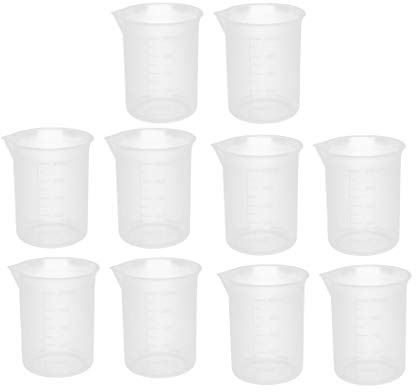 Bécher de tasse de mesure de récipient de liquide en plastique de laboratoire de 10 pièces 250 ml épaissir clair
