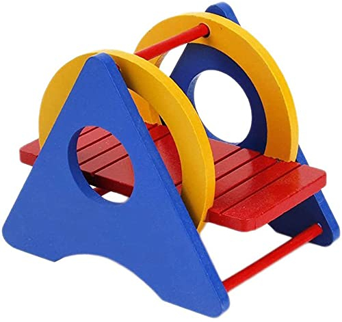 ANCLLO Hamster Holz Wippe Regenbogen Schaukel Ratten Hamster Klettern Spielen Kauen Holz Hamster und Zubehör für kleine Hamster Tiere