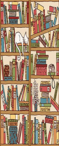 A.Monamour Türtapete Selbstklebend Türfolie Türposter 3D Handgezeichnetes Bücherregal Mit Schlafender Katze Vinyl Folie Türdeko Tapete Wandbild Türaufkleber Türtattoo 77 x 200 cm