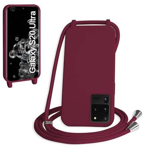 WenBaby Handykette für Samsung Galaxy S20 Ultra Hülle mit Band,Handyhülle mit Schnur zum Umhängen Silikon Seil Necklace Schutzhülle mit Kordel Tasche Case TPU Bumper für Galaxy S20 Ultra- Rot