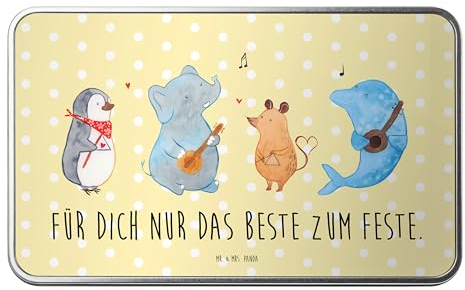 Mr. & Mrs. Panda Metalldose rechteckig Big Band - Geschenk, Hund, Blechbox, Tiere, Aufbewahrungsdose, Maus, Musikanten, Gute Laune, Versperbox,