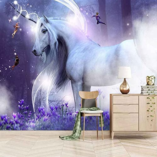 Papier Peint Mural 3D, Cheval Animal De La Forêt Violette Décollez Et Collez Les Peintures Murales De Décor De Papier Peint, Appropriées Aux Affiches De Mur D'Art De Mur De Fond De T 300(L)x210(H)cm