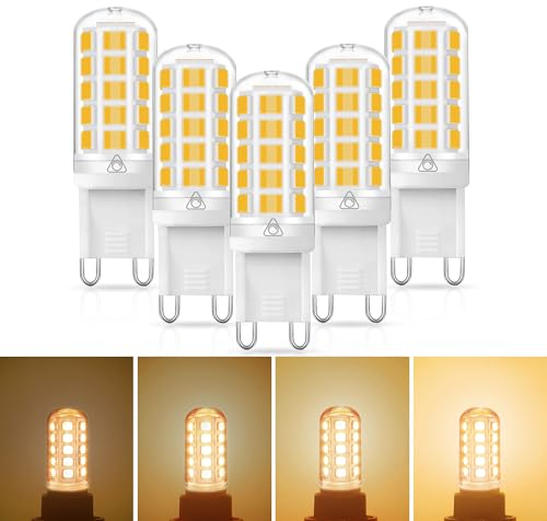 EvaStary G9 Lampadine LED Dimmerabile, 3W Lampadina G9 Equivalente 40W Lampada Alogena, 400Lm 3000K Luce Calda, Angolo a fascio 360 °, 5 Pezzi