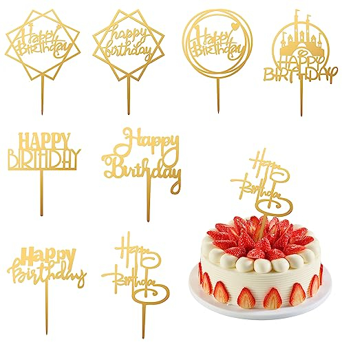 MXTIMWAN 8 Pezzi Acrilico Topper per Torta, Topper per Torta di Buon Compleanno, Cupcake Topper, Torta Decorazioni per Ragazzi, Ragazze