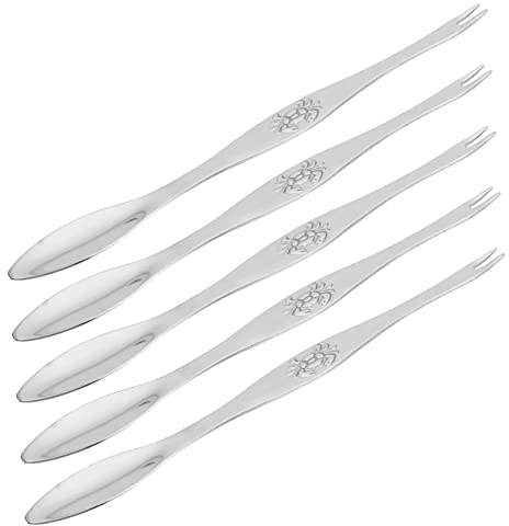 HEMOTON Set di Forchette per Granchi in Acciaio Inox 5 Pezzi Argento