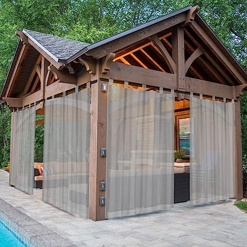 Rosnek Outdoor Vorhang Wetterfest Transparent mit Klettverschluss,B132xH213cm Wasserdicht Outdoorvorhänge Außenvorhang für Balkon Terrasse Garten Pergola Pavillon Sichtschutz Sonnenschutz,2er Set