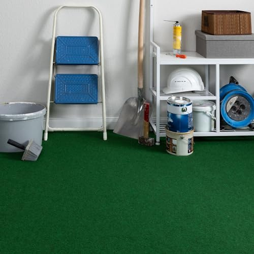 Steffensmeier Teppichboden Nadelfilz Paris | Meterware Rollenware Bodenbelag 3 mm für Abstellkammer Dachboden Hobbyraum | Grün, Größe: 200x700 cm