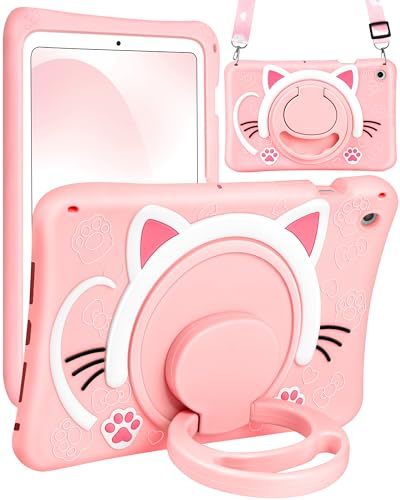 SurgeCraft Funda para Samsung Galaxy Tab A8 de 10.5 pulgadas, diseño de gato y niñas, funda de mujer con correa y soporte de asa, fundas de silicona suave para Samsung A8 SM-X200/X205/X207