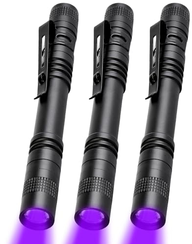 MVIOCS UV Blacklight Flashlight - LED 395 nM Mini Torch Detector for Home & Hotel Inspection, Dog Urine, Pet Stains and Bed Bug (3 Pack Black)