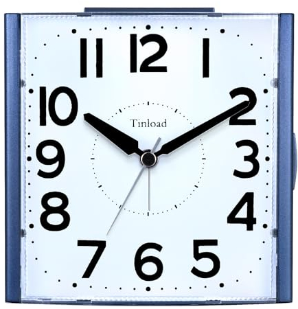 Tinload Analog Seniorenwecker mit Nachtlicht, 4.7 Zoll großes Zifferblatt, Tischuhr mit Schlummerfunktion, laut, ansteigendem 3-stufigem Glockenton, Batteriebetrieben(Blau)