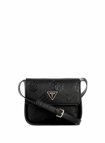 GUESS Damen Keandra Flap, Crossbody-Klappe, Schwarzes Logo