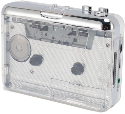 Portable Cassette Player, Stereo USB Cassette to MP3 Converter with Auto Reverse, Rechargeable Cassette Tape Player Recorder with Earphones, 3.5mm Audio Jack