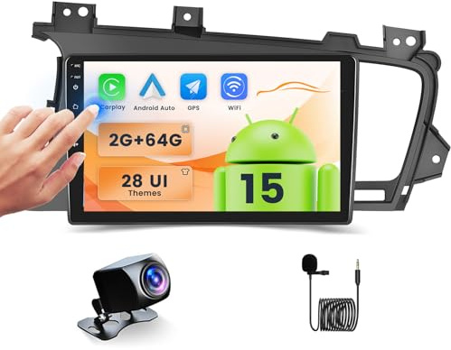 2+64GB Android Car Stereo for Kia Optima K5 2010-2013 Wireless Carplay Android Auto, 9 Inch Touchscreen Car Radio GPS Navi WiFi Bluetooth Backup Camera FM RDS Radio EQ SWC