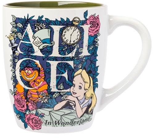 Silver Buffalo Disney Alice in Wonderland Featuring Alice and The Cheshire Cat Ceramic Mug, 25 Ounces