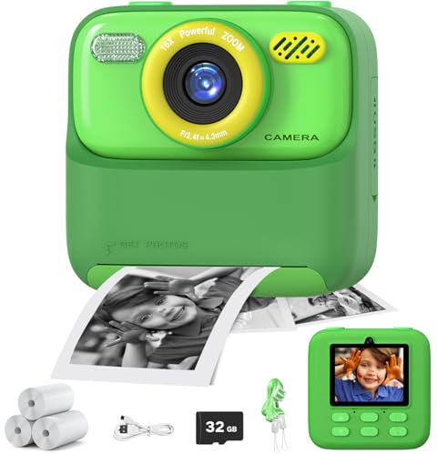 masterbee Appareil photo à impression instantanée pour enfants, cadeaux d'anniversaire pour filles et garçons, jouets d'appareil photo numérique pour enfants, vidéo HD 1080p, 3, 4, 5, 6, 7, 8, 9, 10