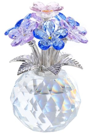 Movdyka Multicolor Crystal Forget-Me-Not Bouquet Figurines Gifts for Women | Glass Flowers Gifts for Girls, Flower Ornaments for Living Room, Mother's Day Birthday Anniversary Presents for Her Friends