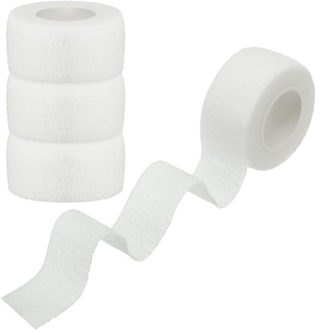 PATIKIL Sport Selbstklebendes Band, 4er Pack 2 X 5 Yards Verband Wrap Atmungsaktives Elastisches Band Verhindert Fingerreibung für Golf Baseball Volleyball, Weiß