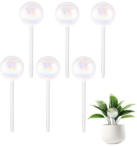 Oungy 6 Stück Bewässerungskugeln aus Glas, Transparent Pflanzenbewässerung Indoor Glas Wasserspender Pflanzen, Zimmerpflanzen Bewässerung, Selbstbewässerung Bewässerung Zimmerpflanzen für Außenbereich