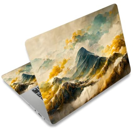 Calcomanía para portátil de 30.5 cm, 33.3 cm, 33.8 cm, 35.6 cm, 38.1 cm, 39.1 cm, 39.6 cm, vinilo para portátil Netbook, protector de PC (2 muñequeras incluidas), extraíble reutilizable, montaña mar