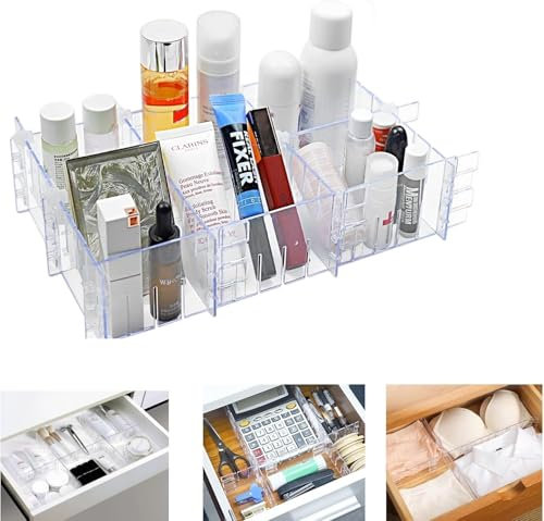 HYGRAD 15 Pcs Drawer Dividers Kitchen Drawer Organiser Acrylic Separators For Cupboard Office Utensils Storage Organiser Dividers