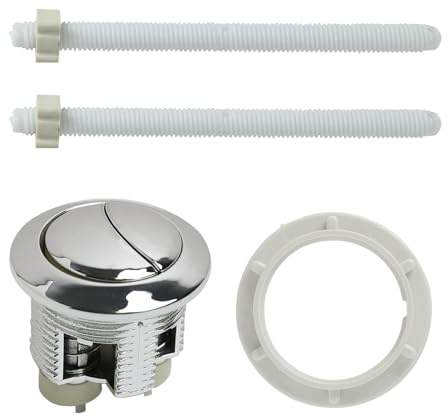 Botón de Cisterna Rock Universal para Inodoros de Doble Descarga, Accesorio de Baño Duradero y Resistente al Agua, Set de 1 Pieza con 2 Palancas de Control, Fácil Instalación, Plata