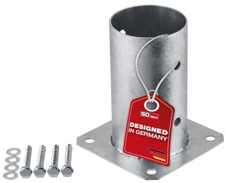 SOTECH Ancrage de sol à visser rond Ø 80 mm, 152 mm de hauteur, acier galvanisé à chaud, douille de sol pour bois rond - optimal pour le jardin ou la terrasse
