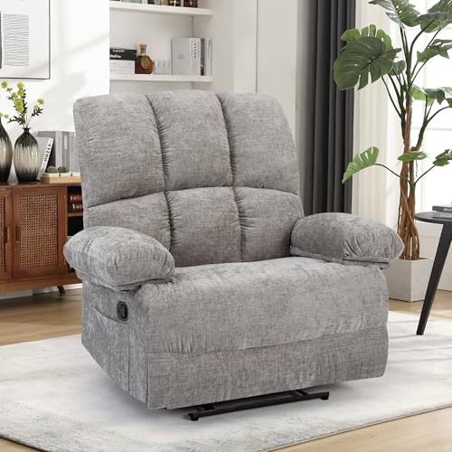 HOMYEDAMIC Fernsehsessel mit liegefunktion,Relaxsessel mit Leinenoptik,Sessel liegesessel bis 150 kg belastbar,für Wohnzimmer,Grau (Grau.., überdimensioniert)