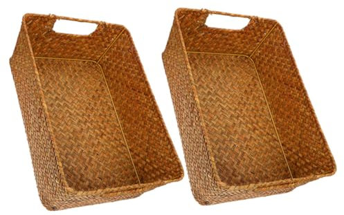 Holibanna 2 Piezas Cesta De Pan Tejida De Mimbre Cestas Para Servir Frutas y Comida La Cocina Para Hogar Pequeña