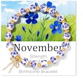 Vinswet Birth Flower Bracelets, Beads Bow Charm Bracelet for Women Vintage Birth Month Floral Birthstone Bracelets Birthflower Jewelry Birthday Gifts for Women, 5.5 UK, Stone, no gemstone
