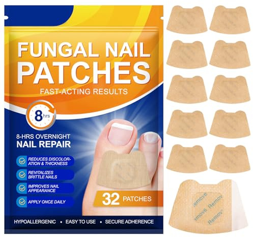 32 Pcs Fungal Nail Patches, Extra Strong 8-Hour Toe Nail Fungal Treatment | Effective Fungal Nail Plasters for Toenail Fungus, Ingrown Nail & Damaged Nail Recovery, Restores Nail Strength & Appearance