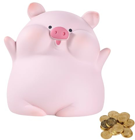 KBIBCK Salvadanaio per bambini, salvadanaio a forma di maiale, salvadanaio, Kawaii, infrangibile, Piggy Bank Pig, Piggy Bank Bank, salvadanaio per bambini, salvadanaio, regalo per ragazze e adulti