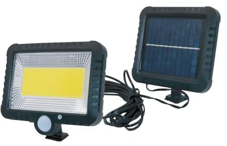 Groupe DDC Mini Projecteur Solaire Extérieur LED 200 Lumens - Détecteur de Mouvement - Éclairage Automatique Mural IP65-3 Modes - Câble 5m - Autonomie 8h - Lampe Solaire Murale