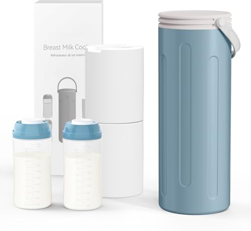 Enfriador de leche materna para trabajo y viajes, refrigeración de 360 grados, mantiene la leche fría durante 24 horas, con 2 biberones para almacenar leche materna, utensilios de lactancia