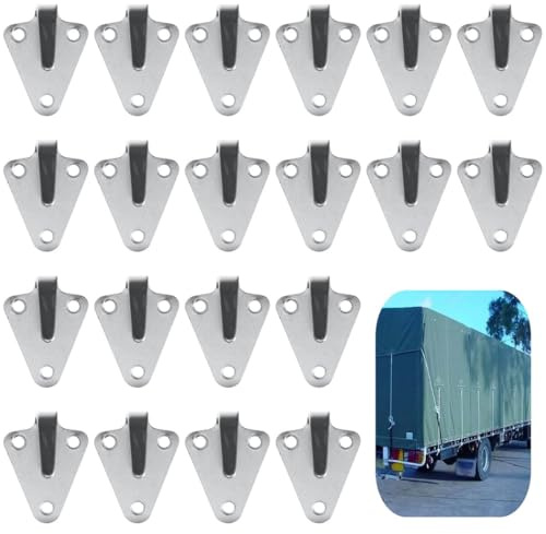 yeeplant 20Pcs Galvanised Trailer Net Mounting Hooks, 50×40 Mm Triple-Hole Lashing Brackets, Cast Iron Tarp Fixing Hardware, Rust-Resistant Eyelets