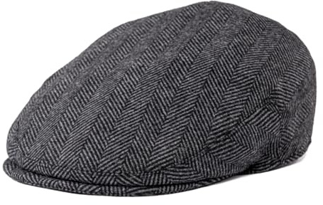FEINION Men's Wool Tweed Newsboy Ivy Cap Gatsby Golf Flat Hat (Herringbone Grey, 7 3/4)