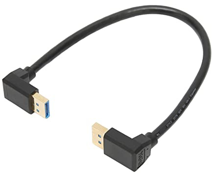 Zunate Câble Displayport 1.4 à Angle Droit 32,4 Gbps Mâle Stable et Sûr coudé à 90 Degrés pour équipement de Jeu 4K/144 Hz LCD, ABS 11,81 Pouces