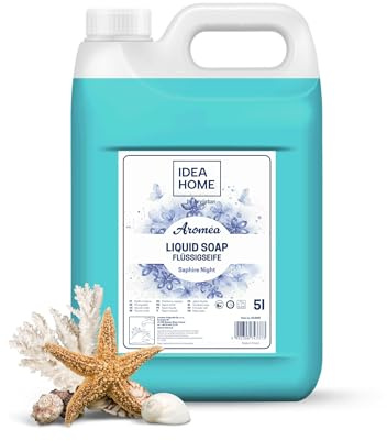 IDEA HOME AROMÉA Sapone Liquido Mani Sapphire Night – Tanica Ricarica 5 L – per Dispenser Manuali e Automatici – Uso Professionale e Domestico