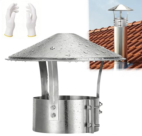 Sombrero Chimenea Redonda Caperuza Salida Humos de Acero Inoxidable 304 Sombrerete Chimenea Antilluvia Antiviento para Estufas de Leña Tubo de Techo 75mm 140mm 210mm(140mm)