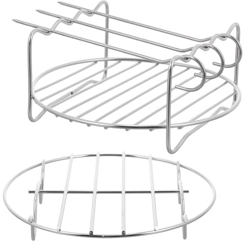 HOMSFOU Parrilla para Cocina Doméstica de Acero Inoxidable, Accesorio Doble Capa Fácil de Limpiar y Estable, Adecuado para Freidoras de Aire y Vaporera