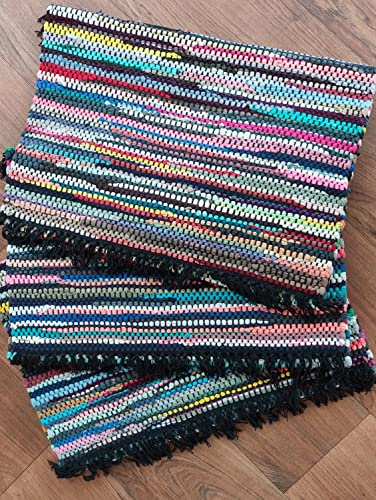 Kottig Fleckerlteppich Hochwertiger Handweb Fleckerl Teppich Arlberg 80x150 cm 2.200g/m2 schwere Qualität Multicolor