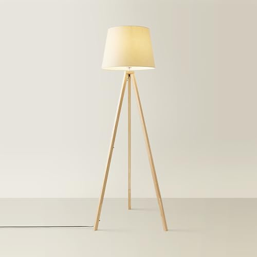 MiniSun | Modern Light Wood Tripod Design Floor Lamp with a Beige Tapered Shade | Floor Lamps & Torchieres, Home Décor, Improvement & Lifestyle Essential
