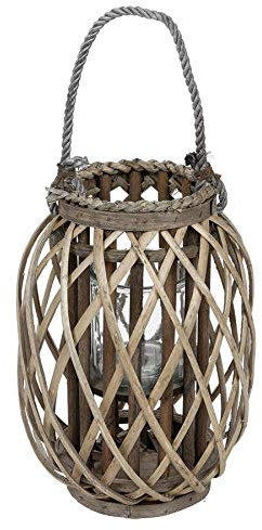 Laterne Bambus Windlicht 30 cm mit Glaseinsatz