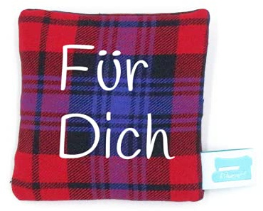 Personalisierbarer Handwärmer wiederverwendbar, 10cm x 10cm, Rapskissen, Kältekissen, Flanell Schottenkaro Rot