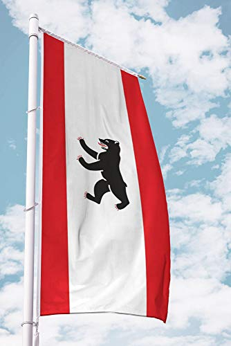 Deitert Bundesland-Flagge Berlin – 120x300 cm Berlin Flagge mit Wappen, Fahne für Ausleger aus reißfestem Polyester