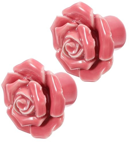 BESPORTBLE 2pcs Pink Dresser Knobs Pink Drawer Knobs Drawer Tall Dresser Door Knob Cabinet for Ceramic Door, Retro Ceramic